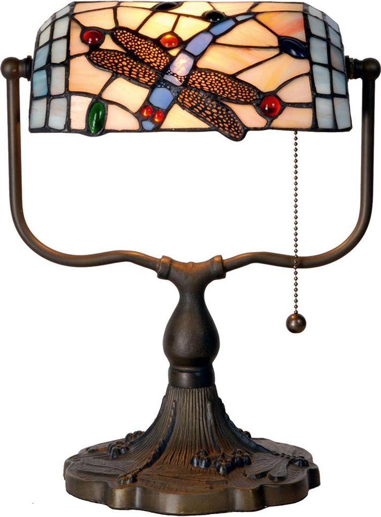 Clayre & Eef Lampada da tavolo Tiffany 27x20x36 cm Blu Immagine del prodotto 