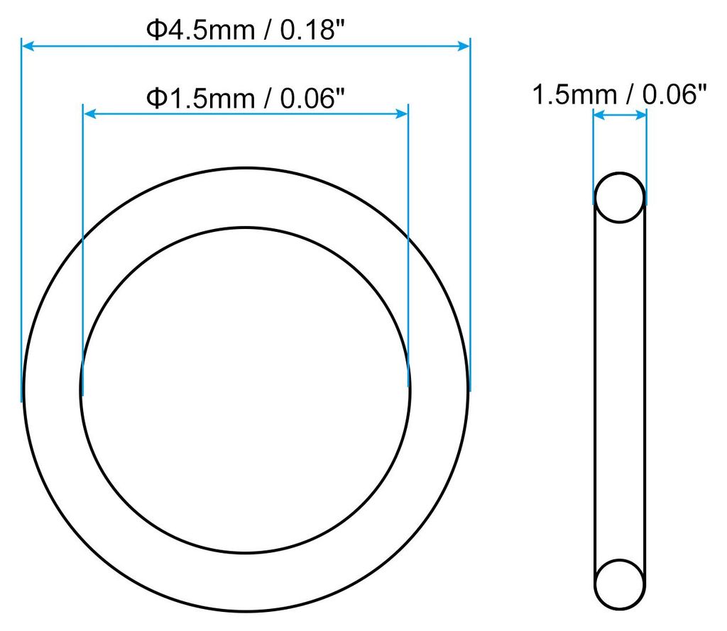 100 Stš¹ck Dichtungsringe O-Ringe Gummidichtung 4.5mm AD 1.5mm ID 1.5mm Dicke Nitrilgummi Unterlegscheibe Dichtungssatz Gummischeiben fš¹r Auto...