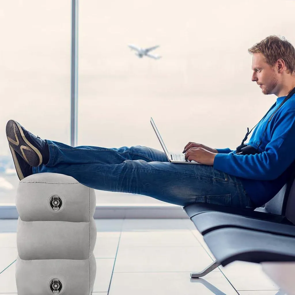 Repose-pieds gonflable de voyage anti jambes lourdes et mauvaise posture