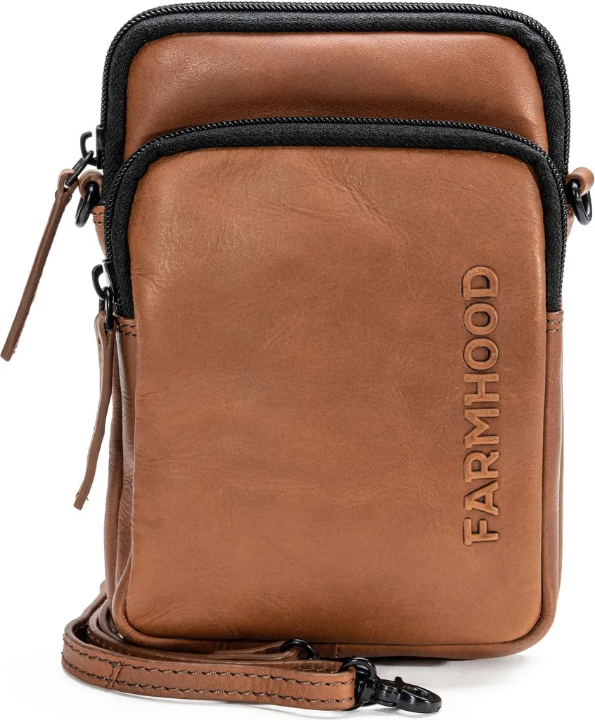 Petit sac bandoulière pour téléphone en cuir marron Nashville Farmhood