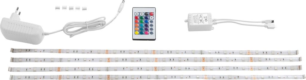 BELIANI LED-Streifen Set bunt 16 Farben RGB 4 x 60 cm mit Fernbedienung selbstklebend wassserdicht IP65 KALADAN