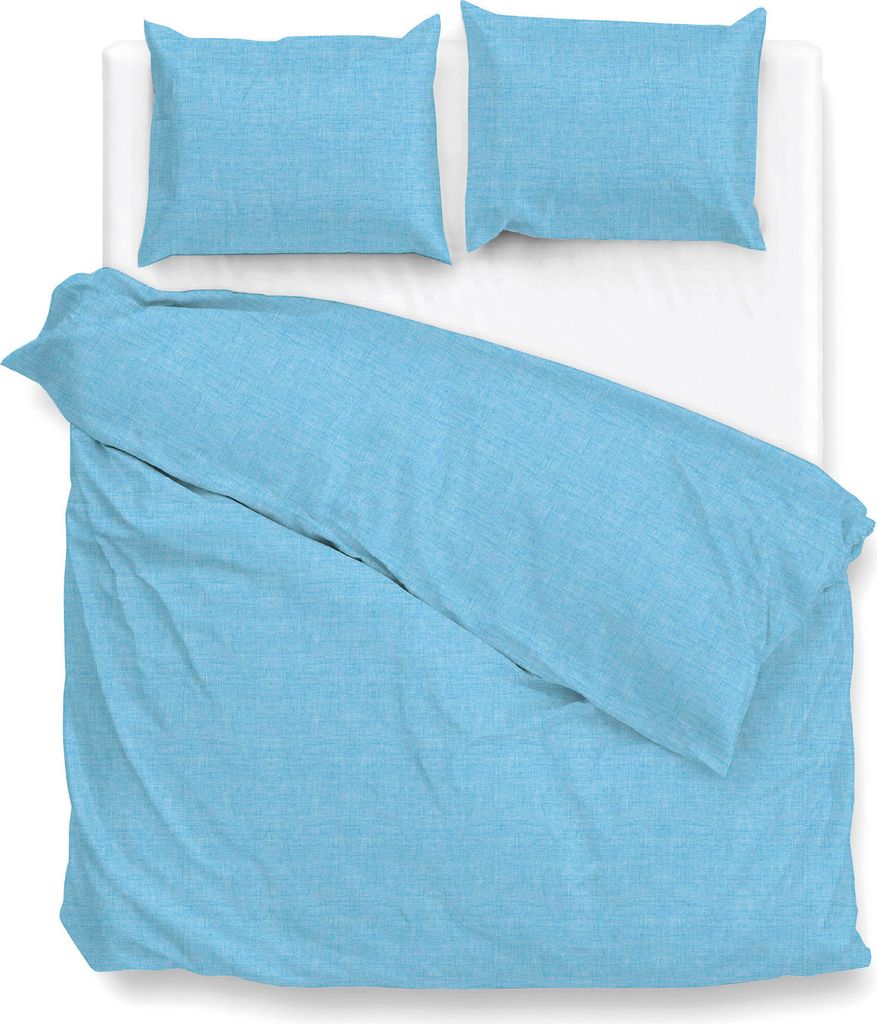ZO!Home Lino Dbo 200 Topaz Blue Bettwäsche 1 x Bettbezug 200x220 + 2 x Kopfkissenbezug 70x60 Topaz-Blue Uni blau