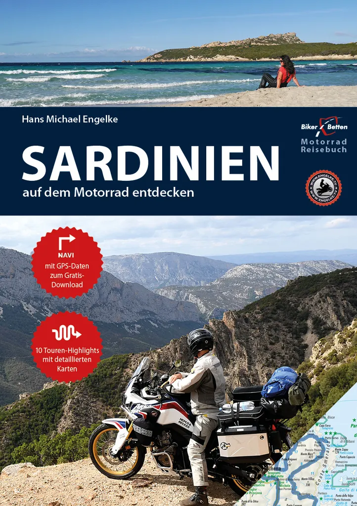 Guide de voyage moto Sardaigne édition reliée avec routes sinueuses