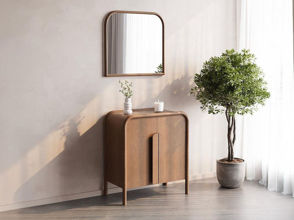 Spiegel aus Kautschukholz – L 75 x H 80 cm – Naturfarben – SANYA