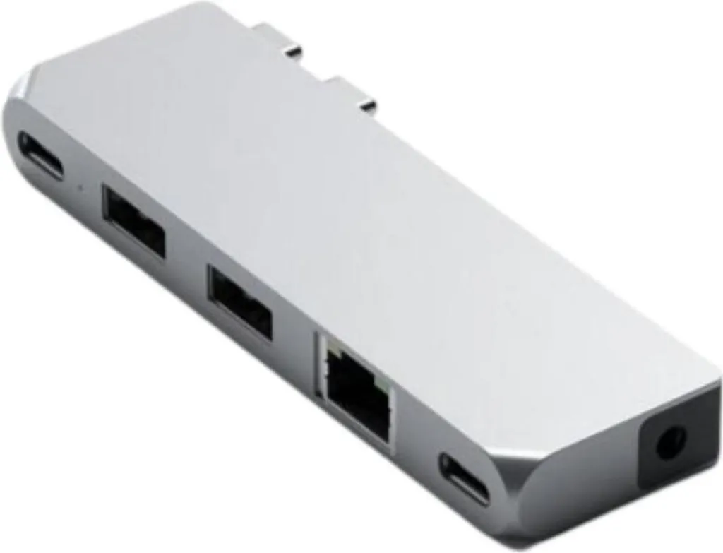 Adaptateur Satechi Pro Hub Mini Argent pour MacBook - USB-C et RJ45 1G