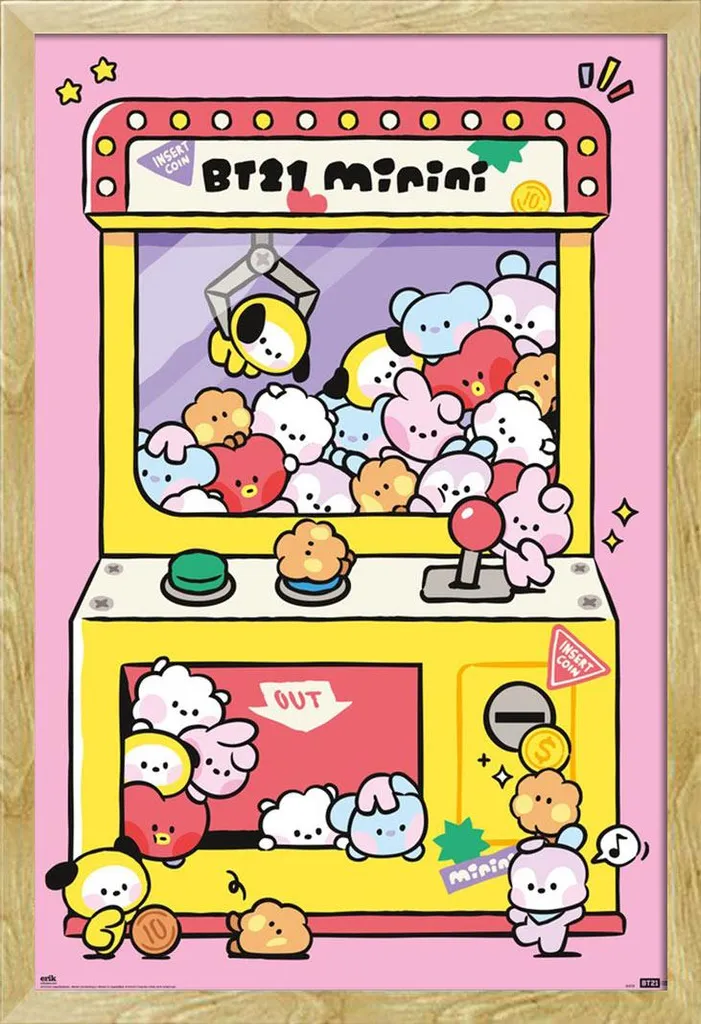 Cadre Shinsuke BT21 Arcade : poster protégé sous vitre acrylique incassable