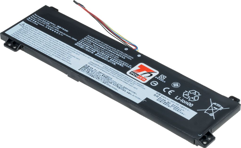 T6 Power Akku für Lenovo Laptop, Teilenummer SB10W67170, Li-Poly, 7,6 V, 4030 mAh (30 Wh), schwarz