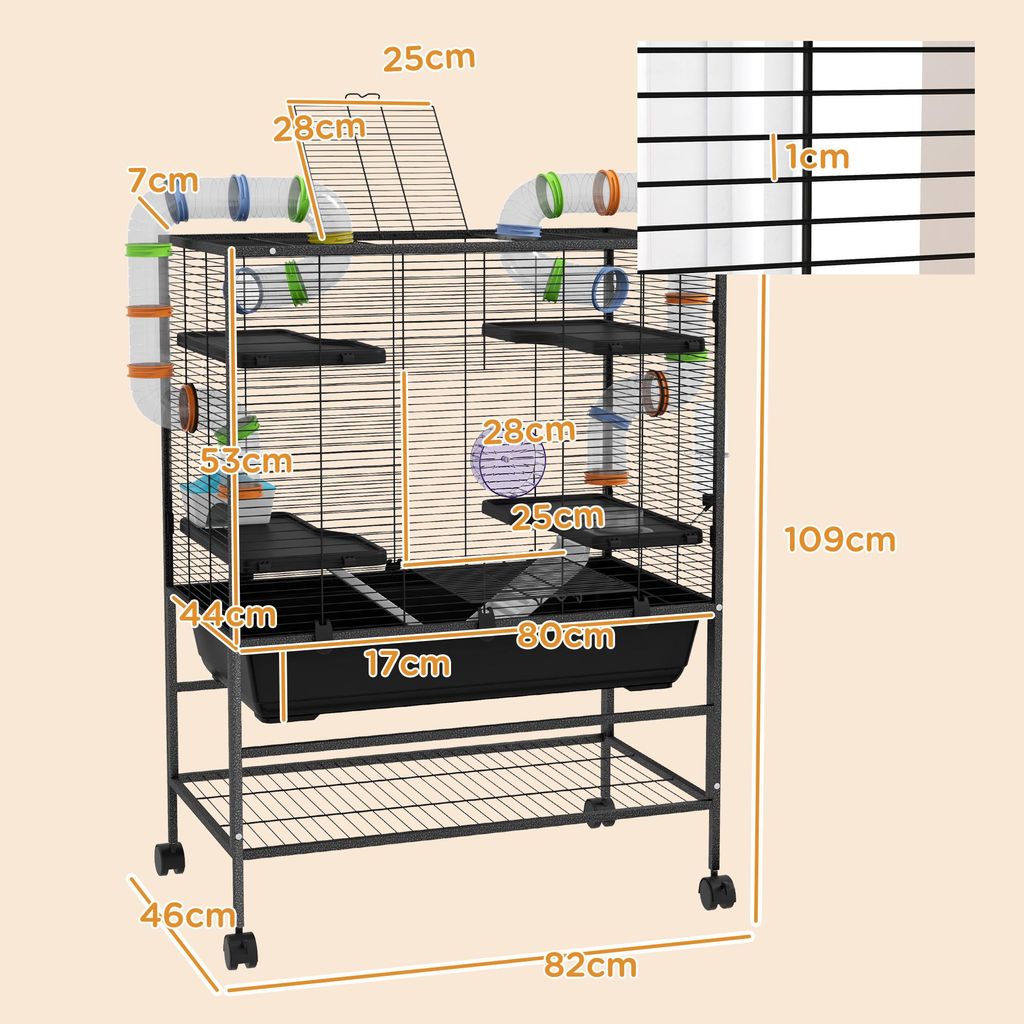 PawHut hamsterkooi met buizen, looprad, huisje, plateau en Productafbeelding 