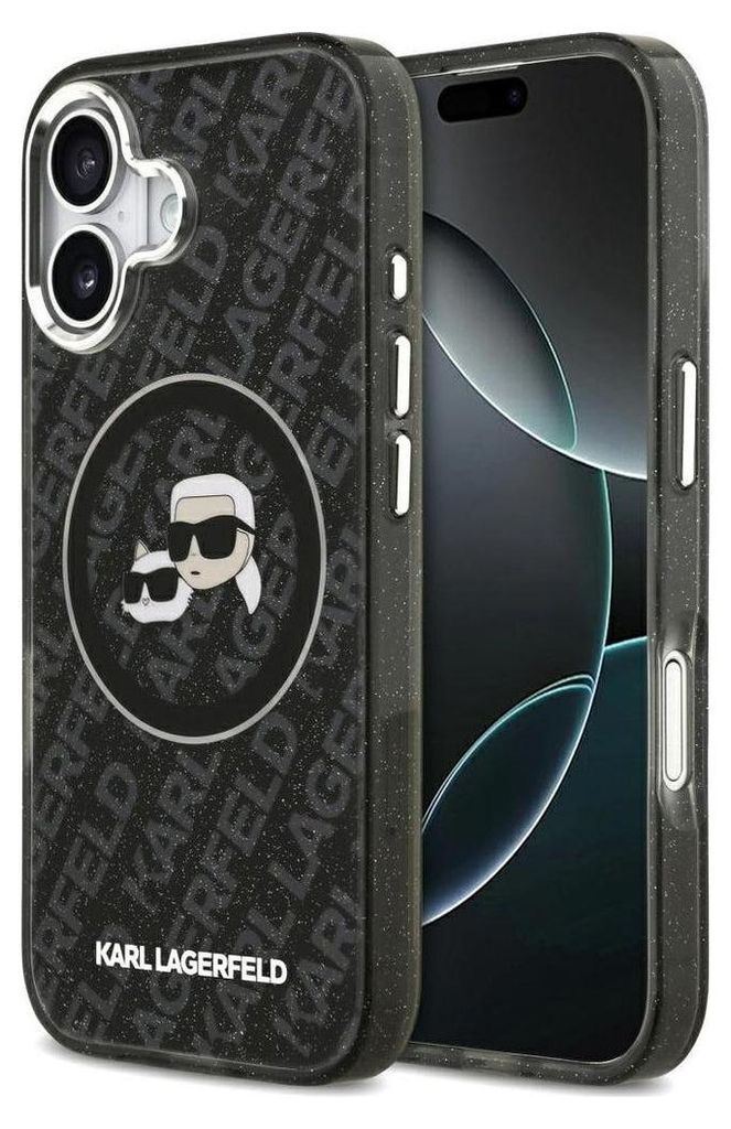 Hülle Karl Lagerfeld MagSafe iPhone 17 Kunststoff schwarz Glitzer Logo