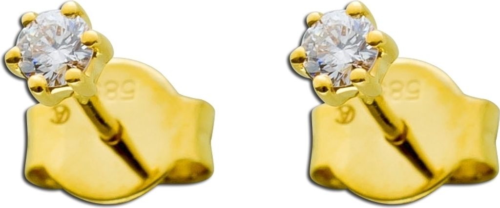 Brillant Solitär Ohrstecker Gold 585 14K Natur Diamanten 0.20ct