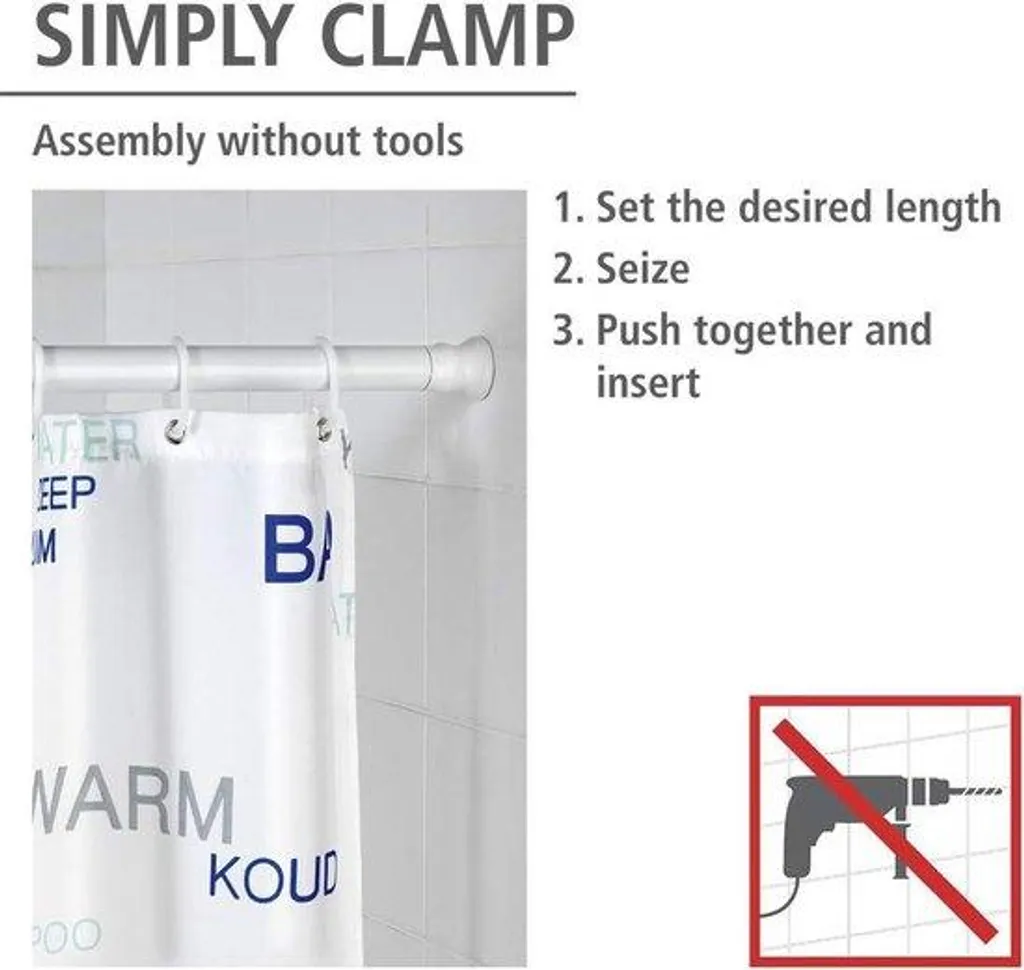 Barre de douche réglable blanche 110-185 cm télescopique en acier