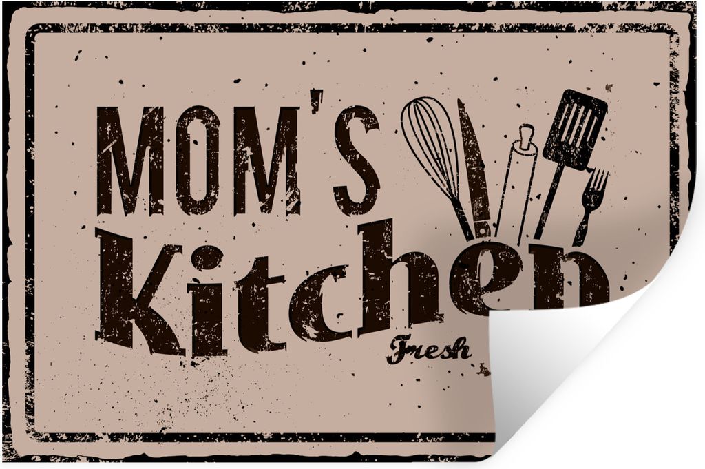 MuchoWow Wandtattoo Wandsticker Wandaufkleber Küche - Mama - Retro 30x20 cm Selbstklebend und Repositionierbar - Wierderverwendbar - Selbstklebend