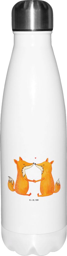 Mr. & Mrs. Panda Trinkflasche Füchse Liebe - Weiß - Geschenk, Liebespaar, Wasserflasche, Fuchs, Ehefrau, trinkflaschen, thermosflaschen, Thermo-T...