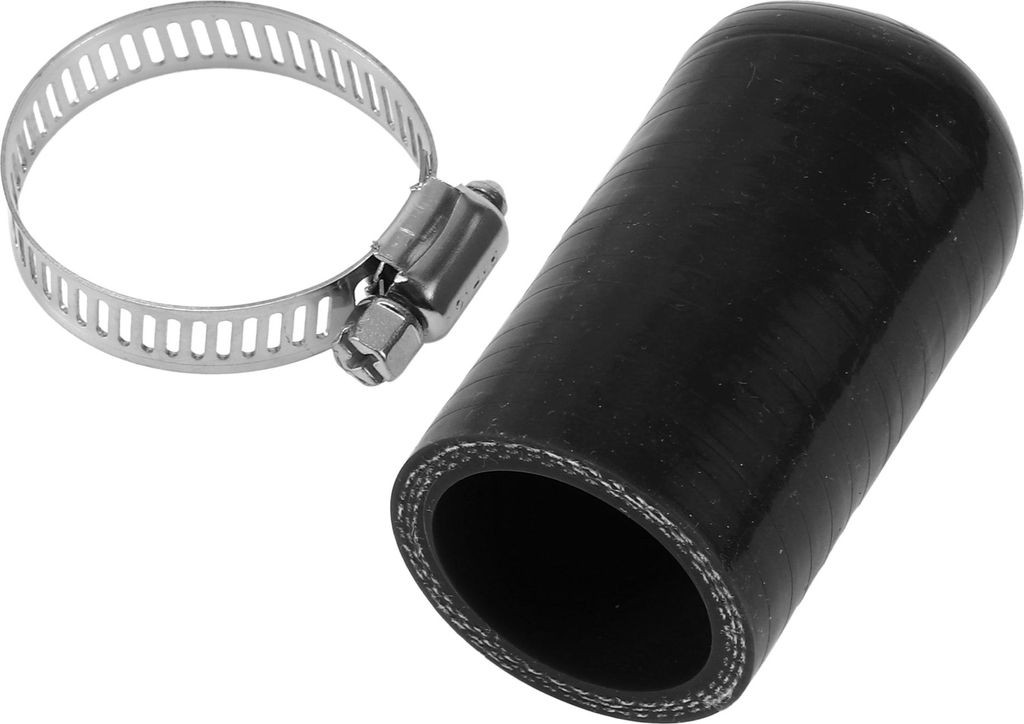 1 Stück 60mm Länge 30mm/1.18" ID Schwarzer Autosilikon-Gummischlauch-Endkappe mit Klemme Silikonverstärkte Blindkappe für Bypass-Rohr Universal