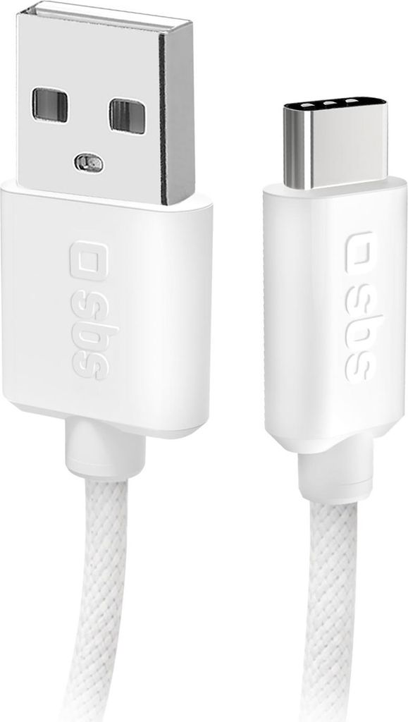 SBS USB-A - USB-C-Textilkabel mit Kabelhalter, 1,5 Meter Grau