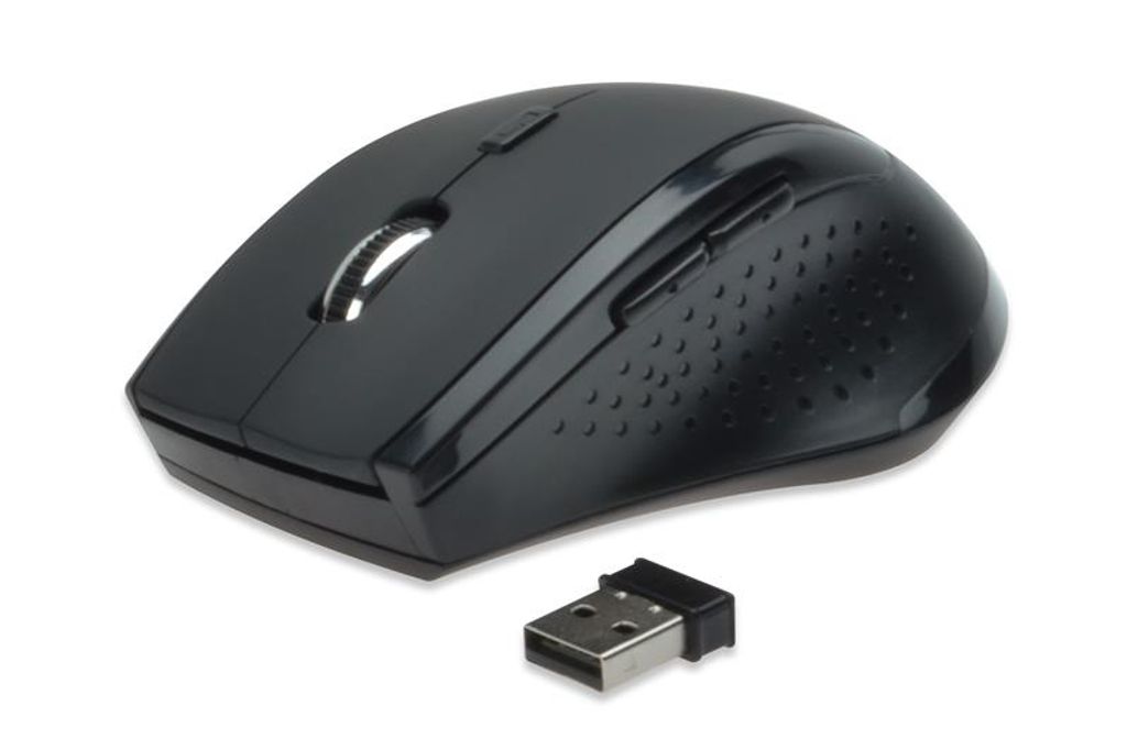 Ednet Maus - Funkfrequenz - USB - Optisch - 6 Taste(n) - Schwarz - 1 - Kabellos - 10 m - 2,40 GHz - 1600 dpi Auflösung - Scroll-Rad - Rechtshändig