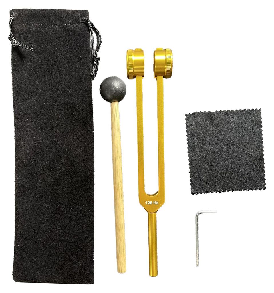 Stimmgabel aus Aluminium mit Holzhammerschlüssel (128/256/512 Hz) – Heilinstrument für Yoga, Meditation und Entspannung