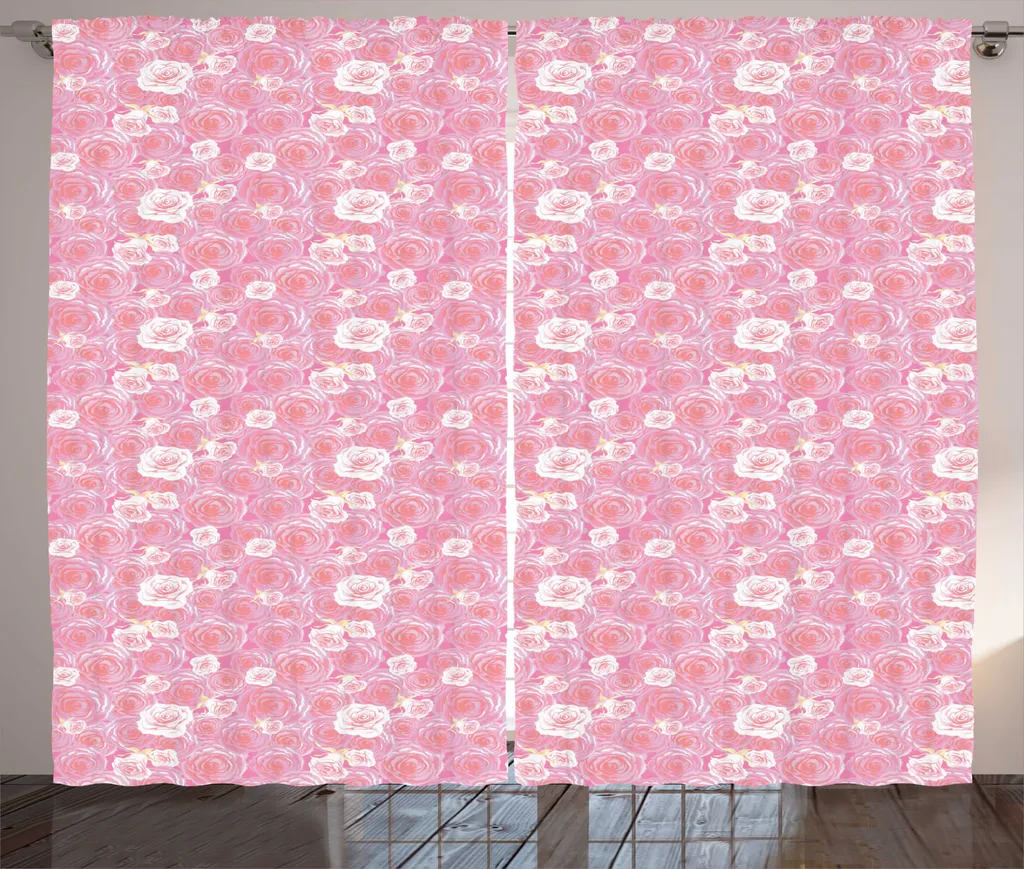 ABAKUHAUS Rideau Rose Rustique Blooming Flora 280x225 cm Salon