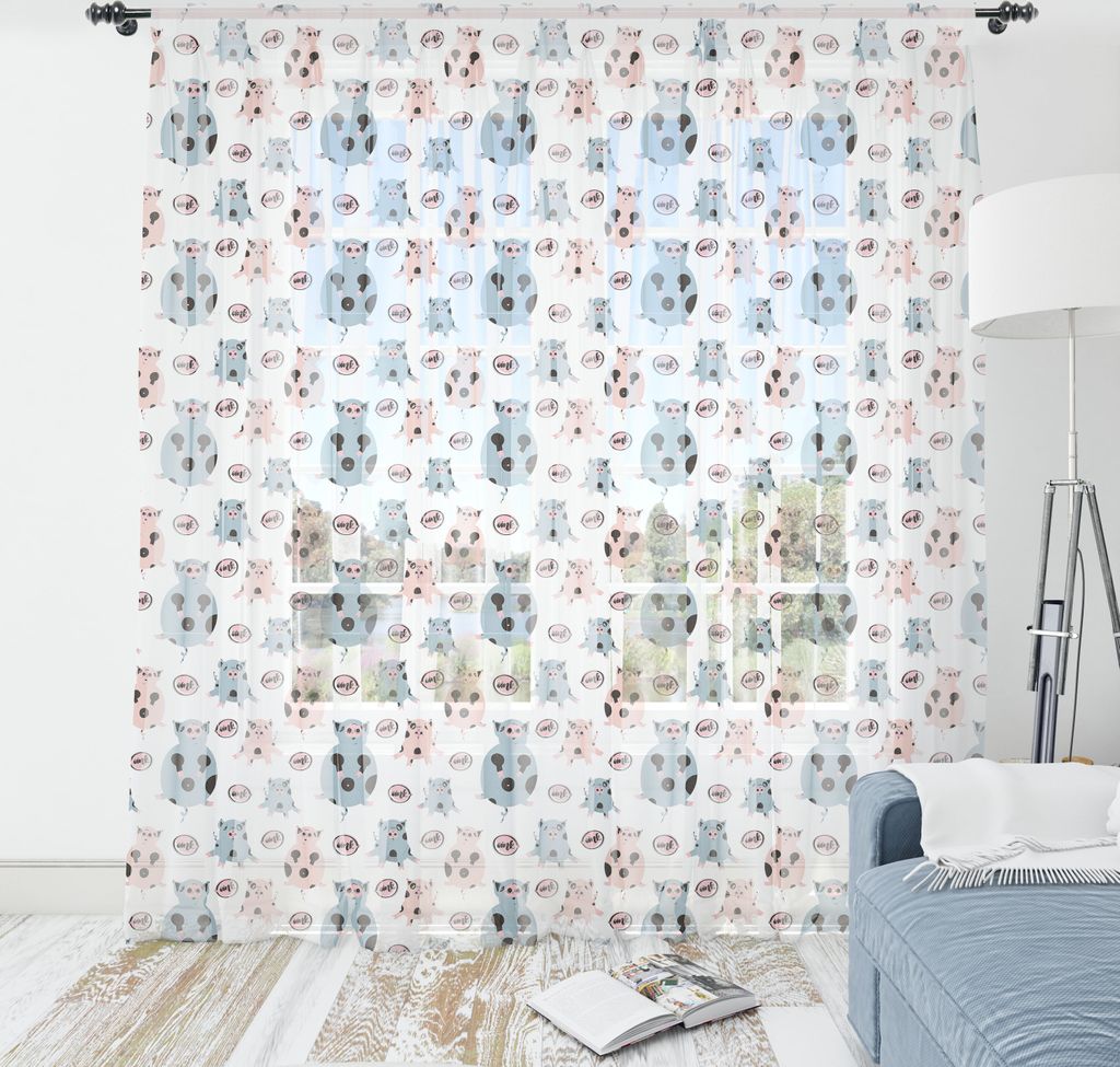 ABAKUHAUS Bauernhoftier Wandteppich, Nettes wiederholendes Muster von Sweet Karikatur-Schweinen, Wohnzimmer Schlafzimmer seidiges Satin Wandtuch, 2...