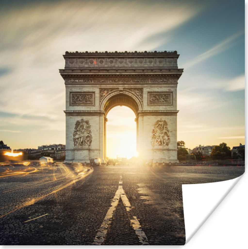MuchoWow Poster Die Sonne scheint unter dem Arc de triomphe 100x100 cm - Babyzimmer