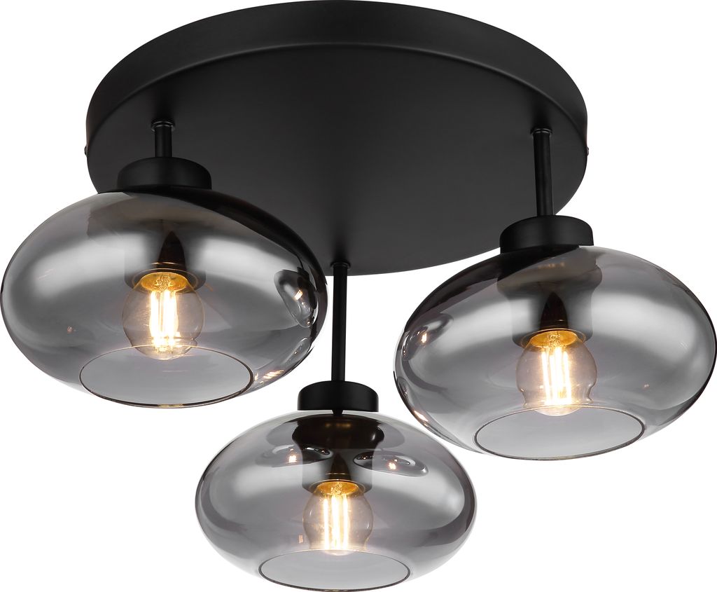 Globo Lighting Deckenleuchte Metall schwarz matt, 3x E27 Produktbild 