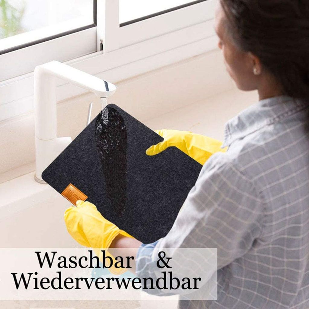 Tischset abwaschbar aus Filz in Anthrazit- 6 Waschbares Produktbild 3
