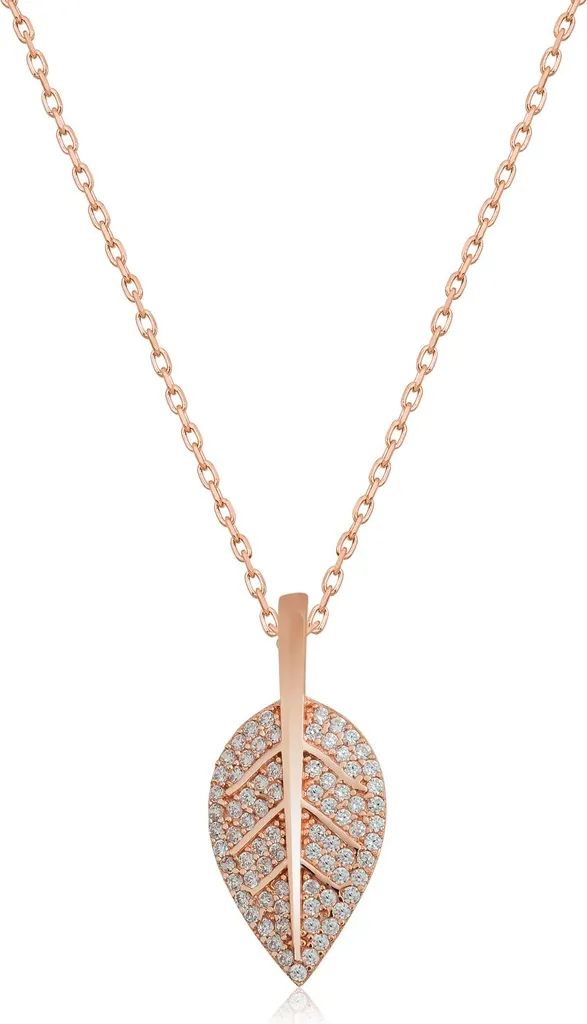 Pendentif feuille argent 925 et pierres scintillantes pour femme élégante