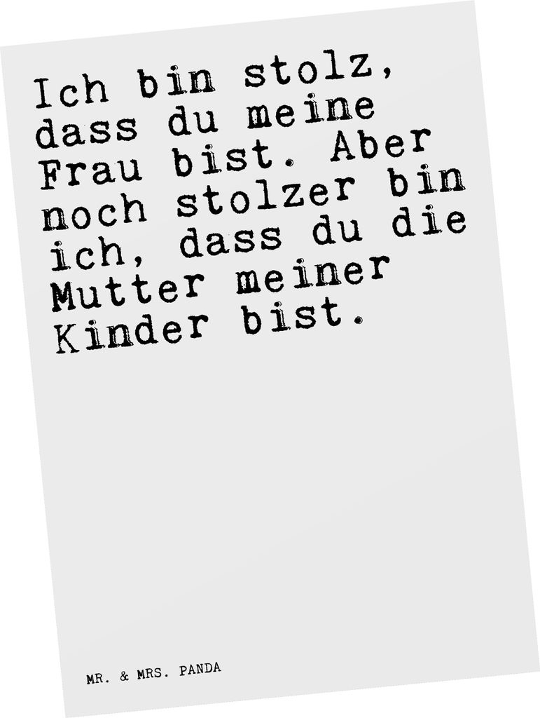 Mr. & Mrs. Panda Postkarte Ich bin stolz, dass... - Weiß - Geschenk, Sprüche, Grußkarte, Ehefrau Spruch, Freundin, stolz, Frau, bildkarte, Ansic...
