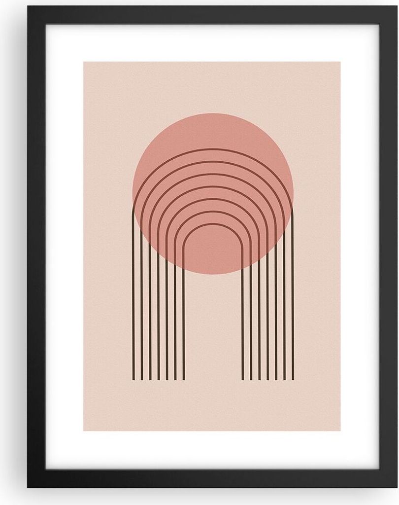 Gerahmtes Poster - Schwarzer Rahmen - Abstraktion Minimalismus Kreide - 30x40 cm - Wand Bild - Wanddeko - Wandbilder - Kunstposter - Wandposter - B...