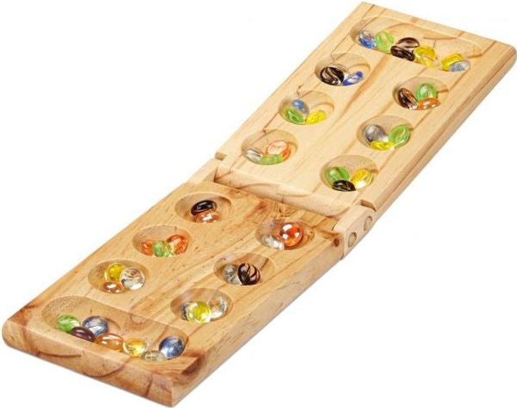 Kalaha Oware-Spiel aus Holz, faltbares Brettspiel für 2 Spieler, Reiseformat