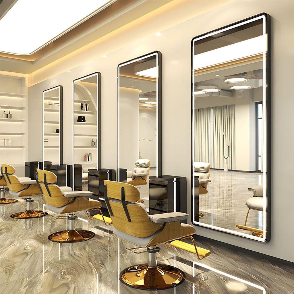 Spiegel Friseursalon Spiegel Großes Wandspiegel Ganzkörperspiegel Rechteckspiegel Schwarz 170*70cm【HKF170-70 】