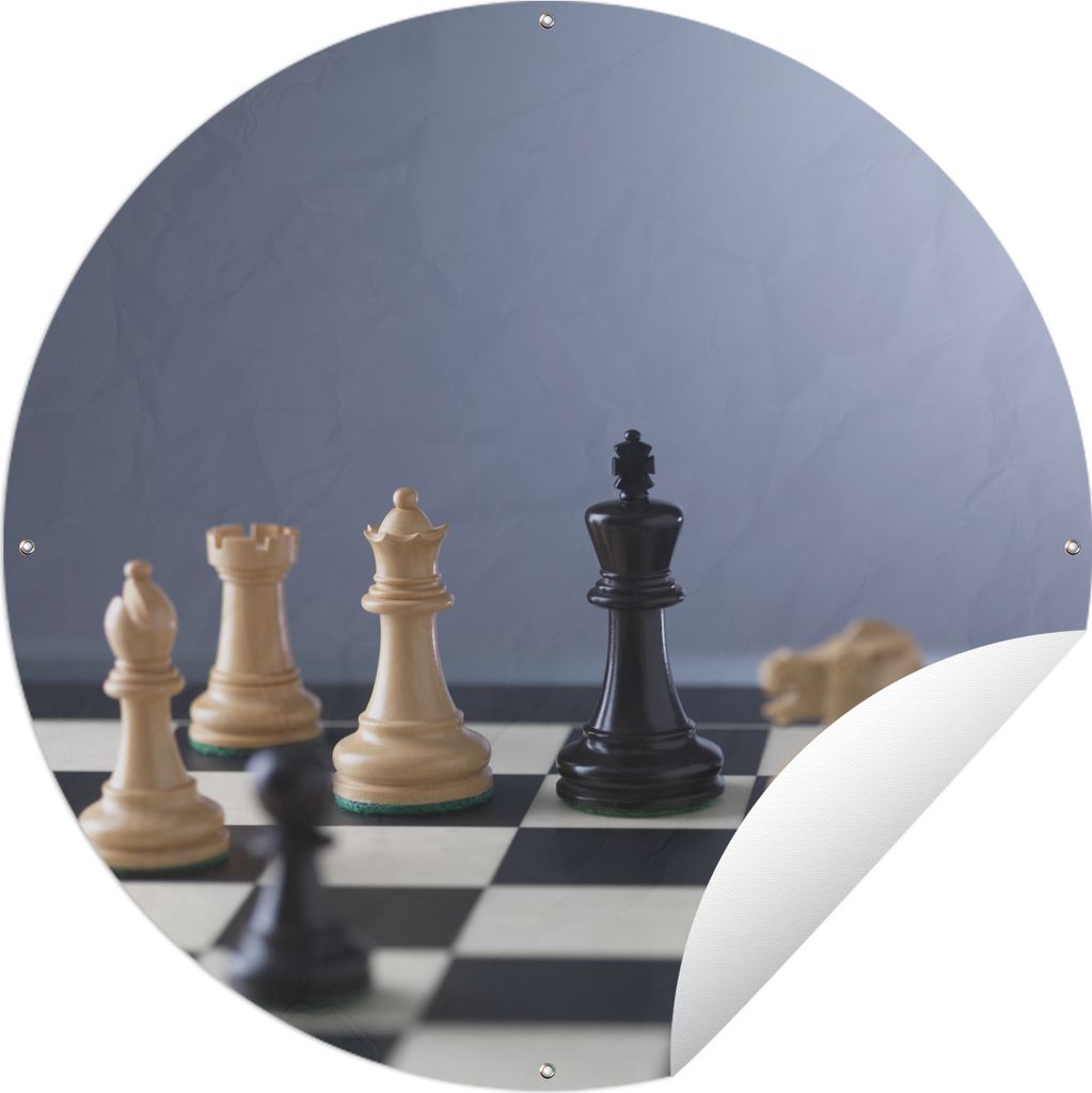 MuchoWow Gartenposter Outdoor-Poster Rund Die weiße Seite ist im Schach in der Mehrheit Ø 120 cm Gartendeko Rundes Poster draußen