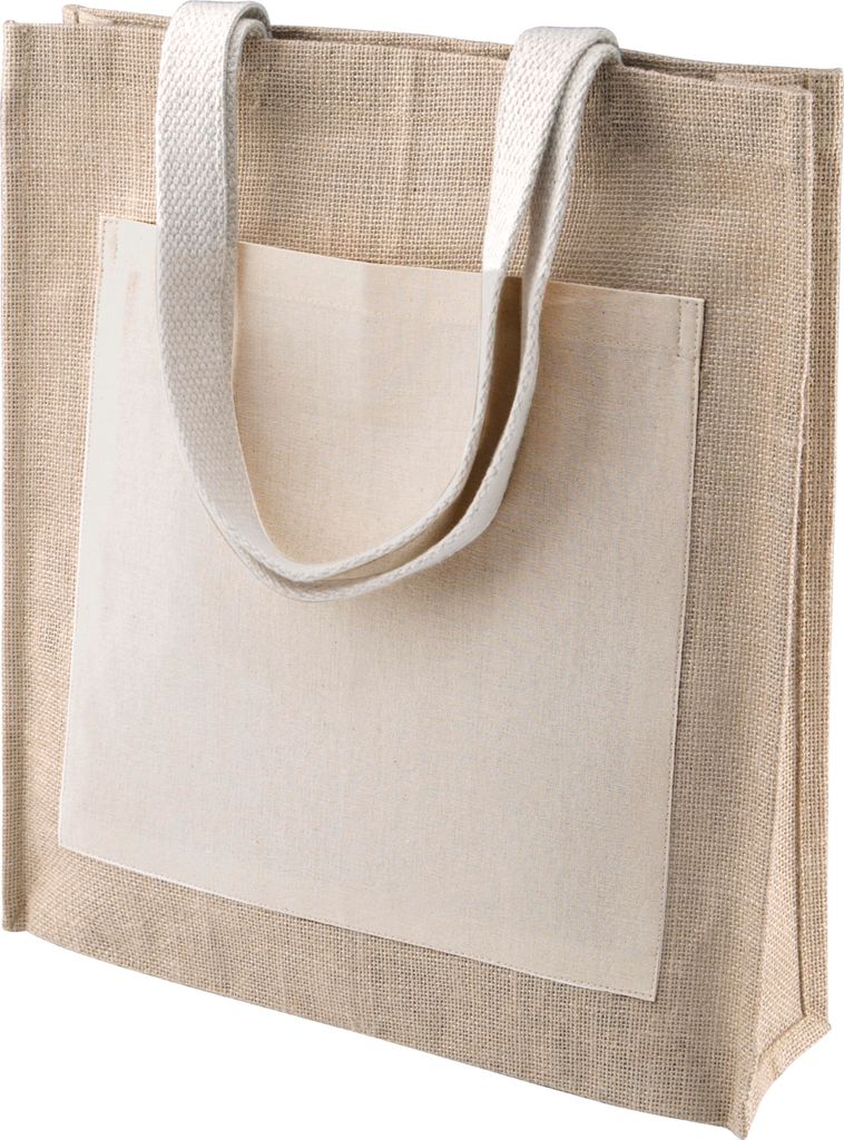 Kimood Shopper Bag Jute Einkaufstasche Tragetasche Midi Strandtasche, Größe:U, Farbe:Natural