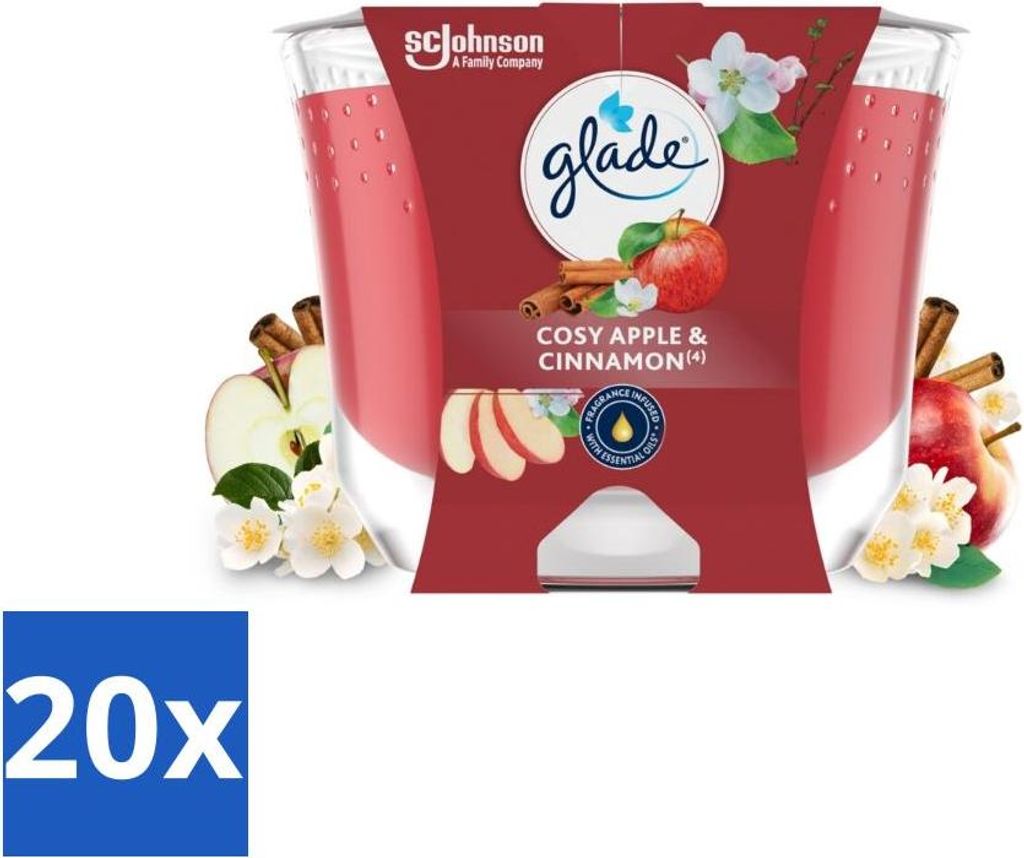 Glade - Apfel-Zimt-Duftkerze - 100 % Rapswachs - 204 g - Vorteilspack - 20 Stücke