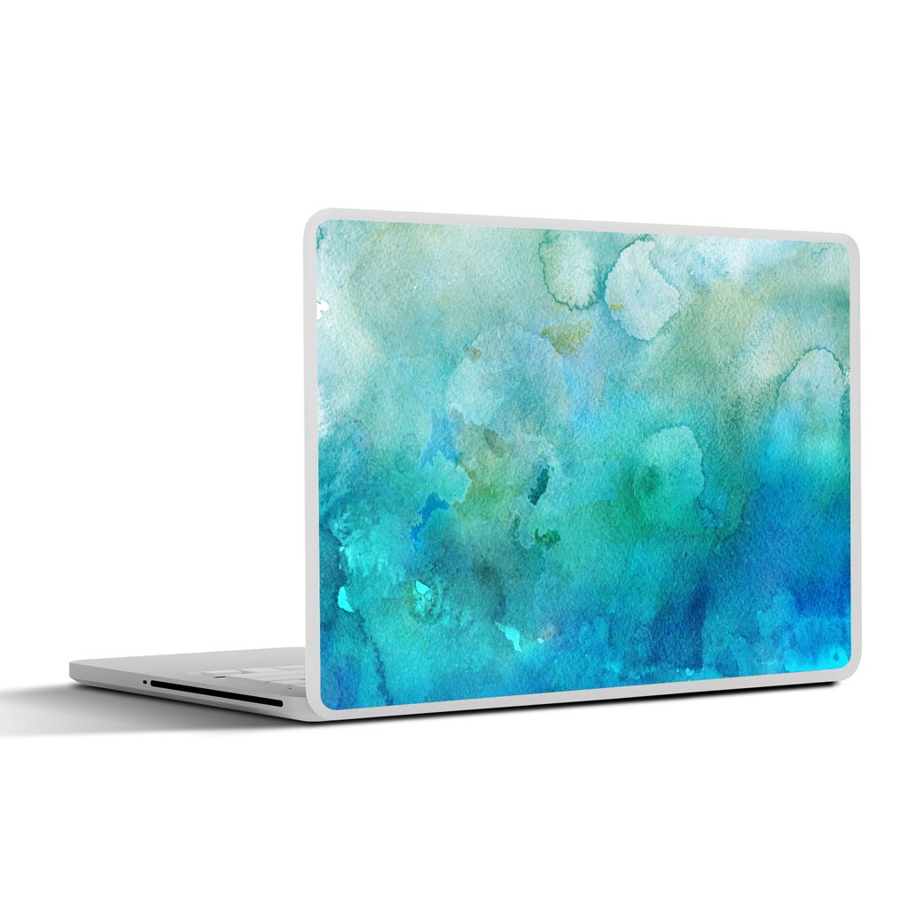 MuchoWow Laptop Aufkleber Sticker Cover Aquarell - Blau - Grün - Farbton 25x18 cm - Laptop-Deko
