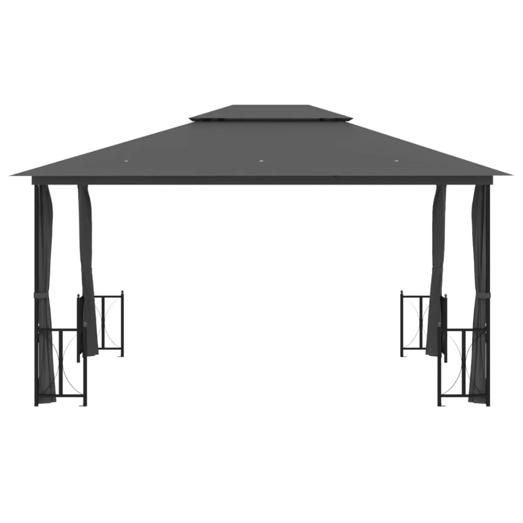 Tonnelle 3x4m anthracite pour repas extérieurs avec toit ventilé fixe - 3