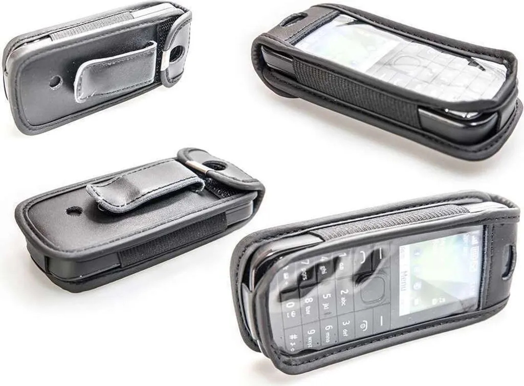 caseroxx custodia in pelle con clip da cintura compatibile con Nokia 112 in vera pelle, custodia con clip da cintura e finestra di visualizzazione