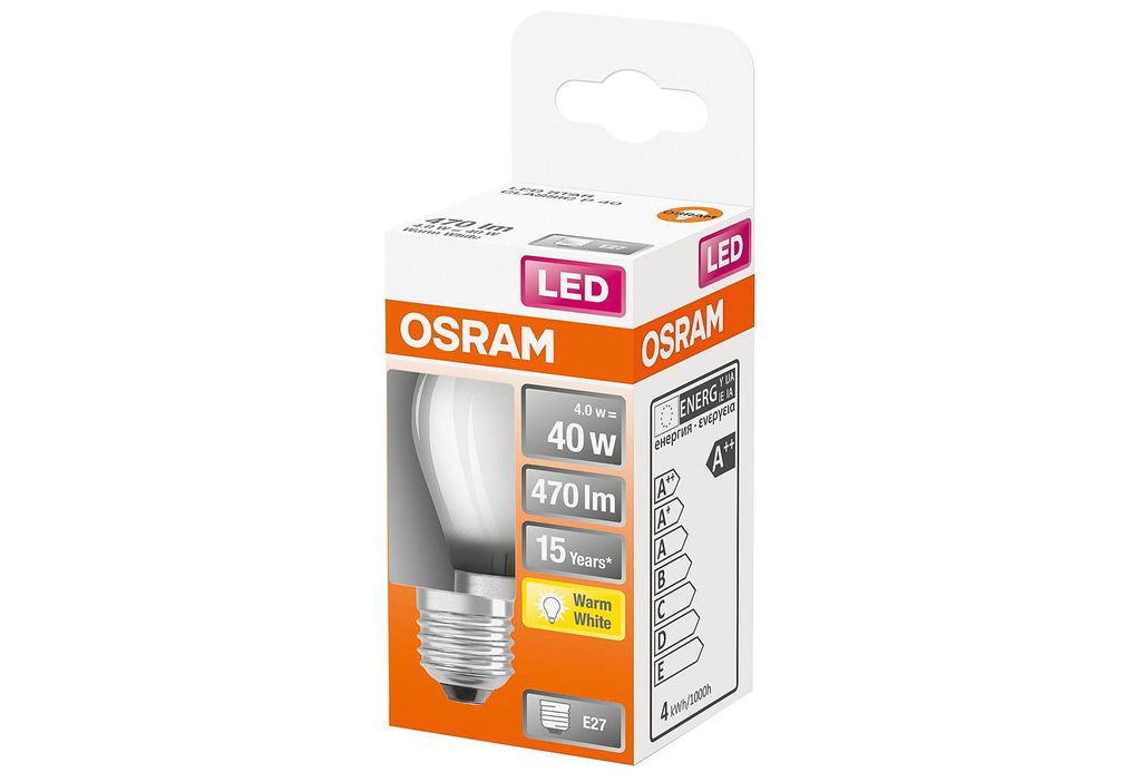 Led Sphérique Verre Dépoli 4w E27 Chaud Bte 1 - Osram Image du produit 
