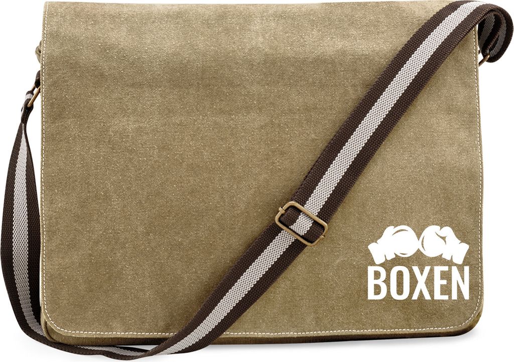 Huuraa Umhängetasche Boxen Boxhandschuhe 14 Liter Sahara Canvas Laptoptasche Geschenkidee