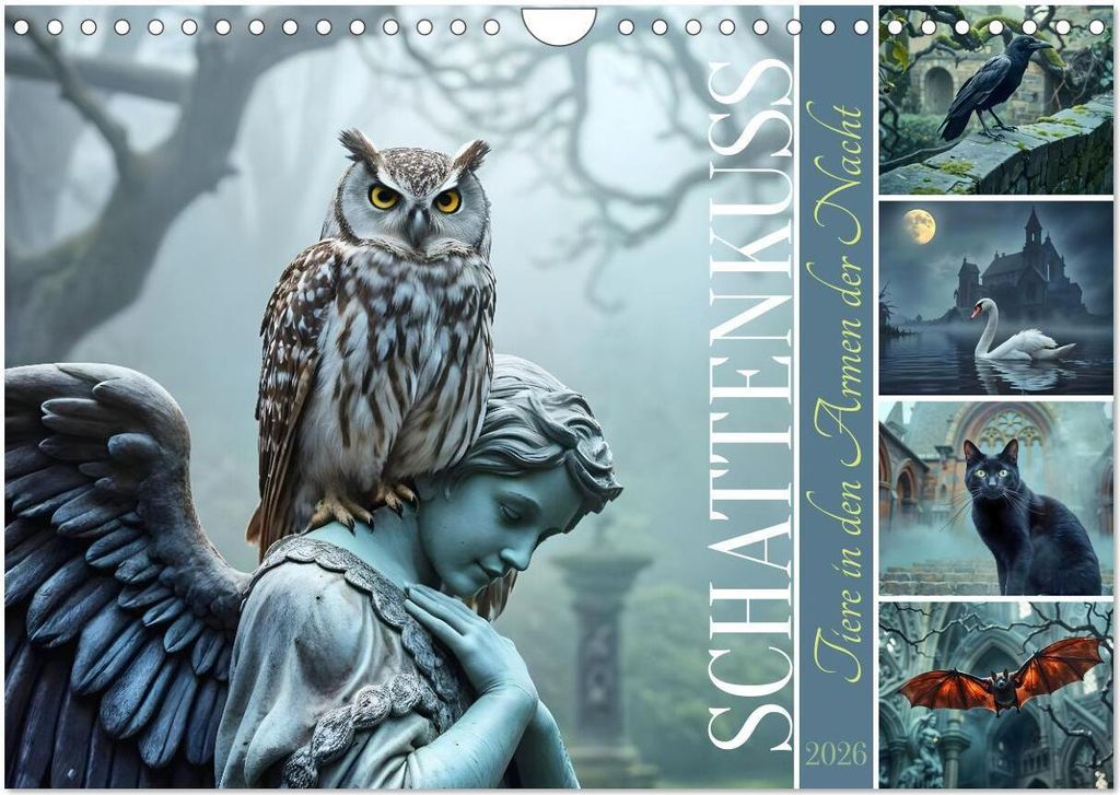 Schattenkuss - Tiere in den Armen der Nacht (Wandkalender 2026 DIN A4 quer), CALVENDO Monatskalender