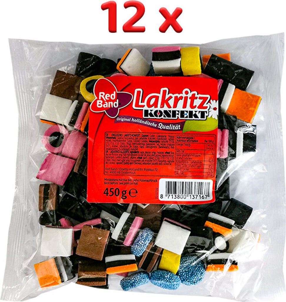 12 x Red Band Lakritz Konfekt Family Beutel à 450 g