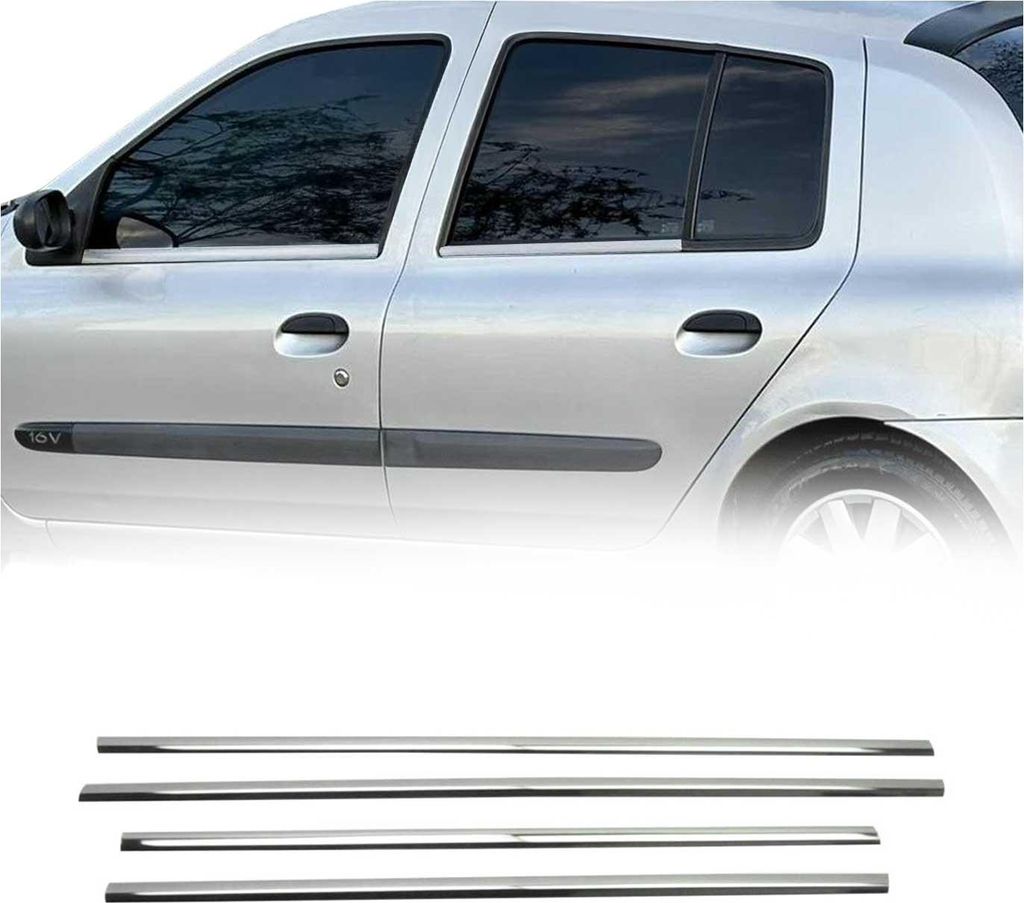 Fensterleisten Zierleisten für Renault Clio 1998-2005 Edelstahl Chrom 4tlg