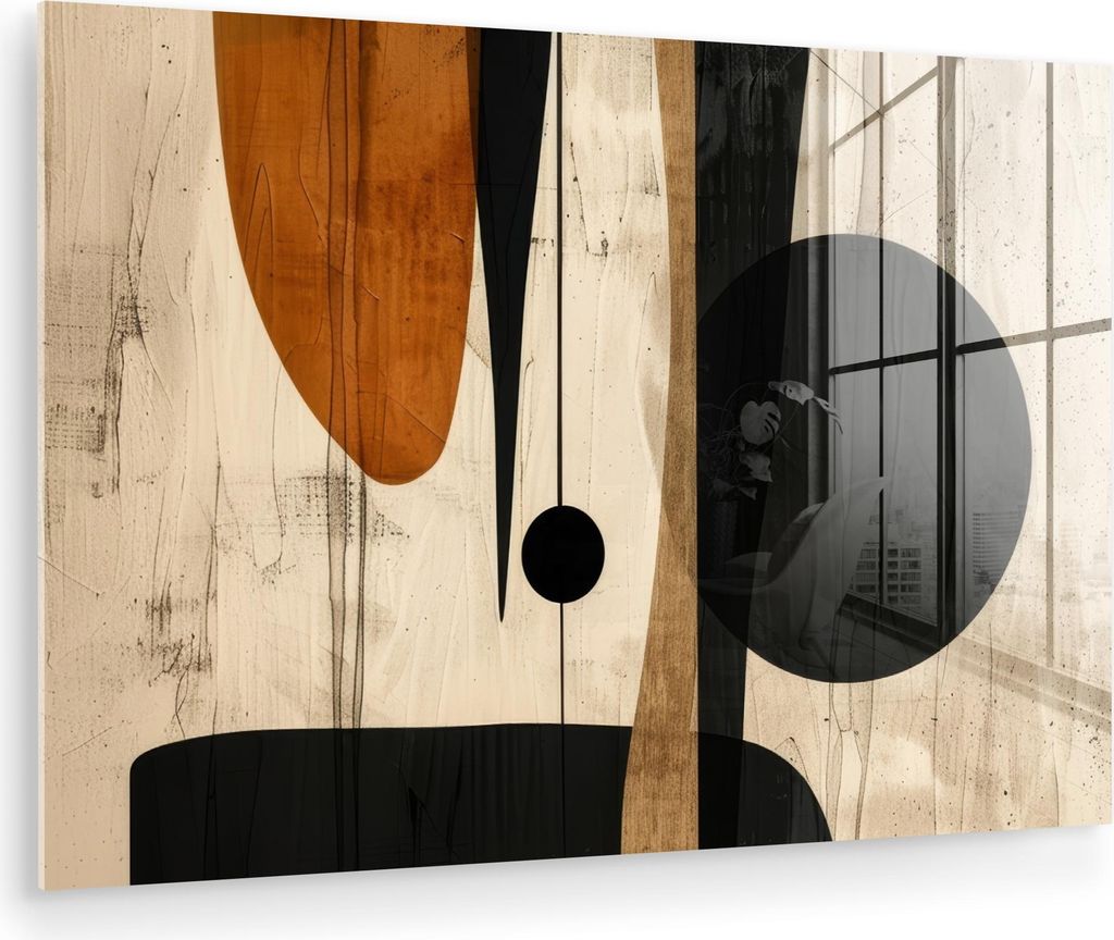 MuchoWow Glasbilder - Bilder auf Wandbild - Foto auf Glas Abstrakt - Kunst - Formen - Modern 120x80 cm Wanddekoration aus Glas - Acrylglasbild - Ac...