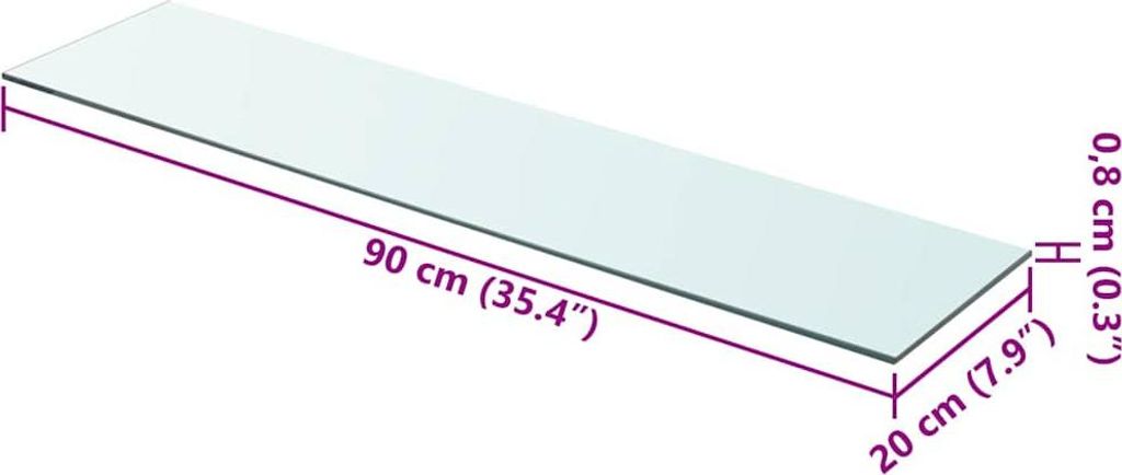vidaXL Regalboden Glas Transparent 90x20 cm