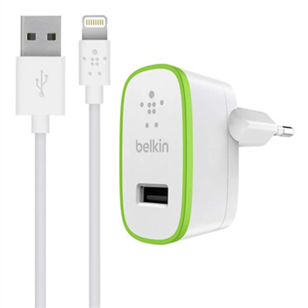 Prise Secteur USB-A Belkin avec Charge Sécurisée pour iPhone et Android Blanc