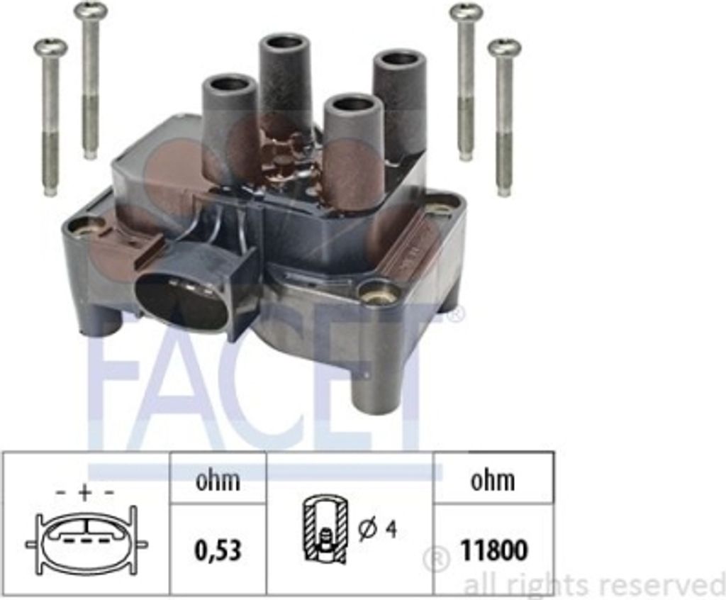 1 Zündspule FACET 9.6432 Italy - OE Equivalent für FORD MAZDA VOLVO