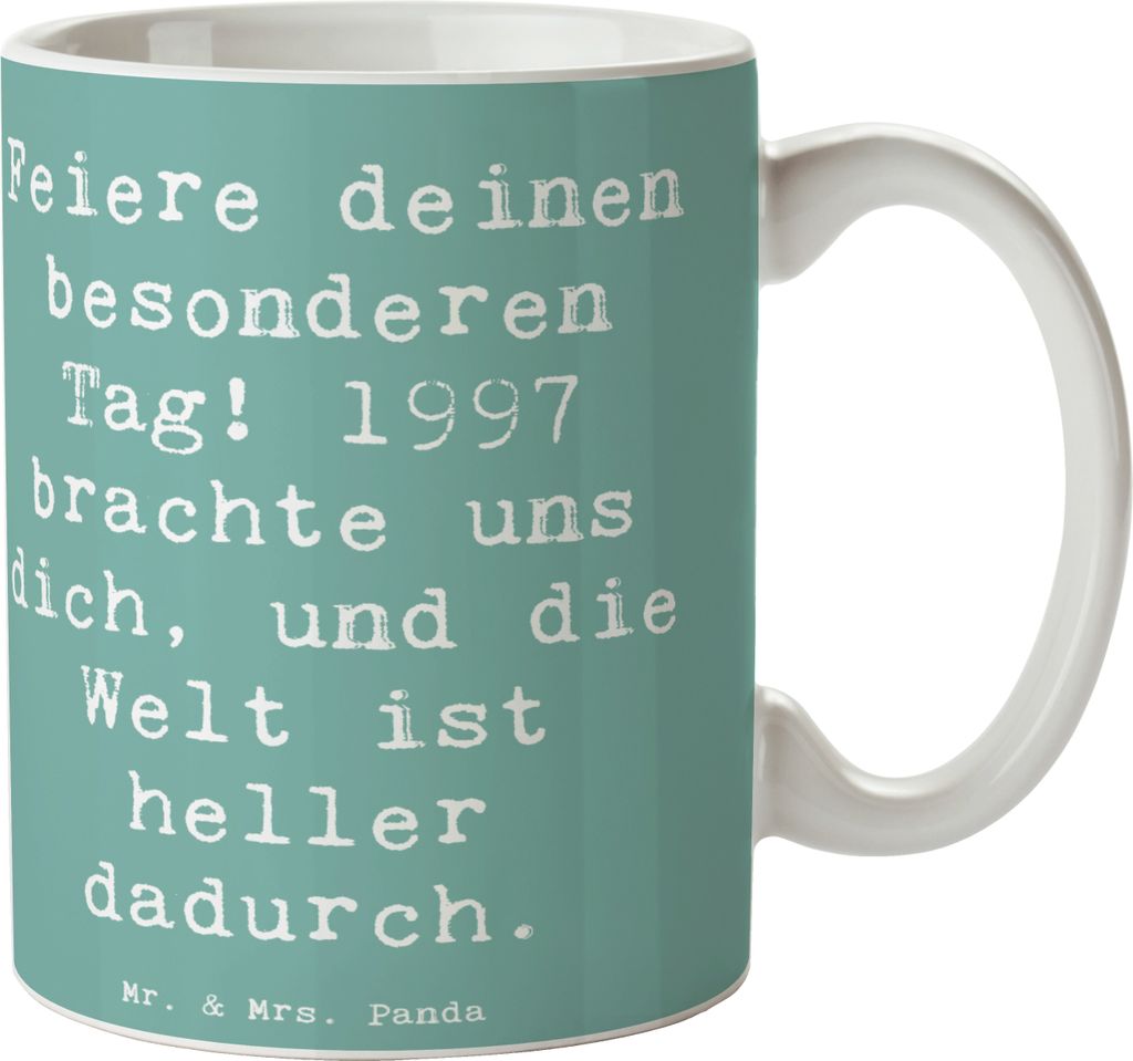 Mr. & Mrs. Panda Teetasse Spruch 1997 Geburtstag - Meeresbrise - Geschenk, Becher, Kaffeetasse, Kaffeebecher, Bedruckte Tasse, geboren, Welt ist he...