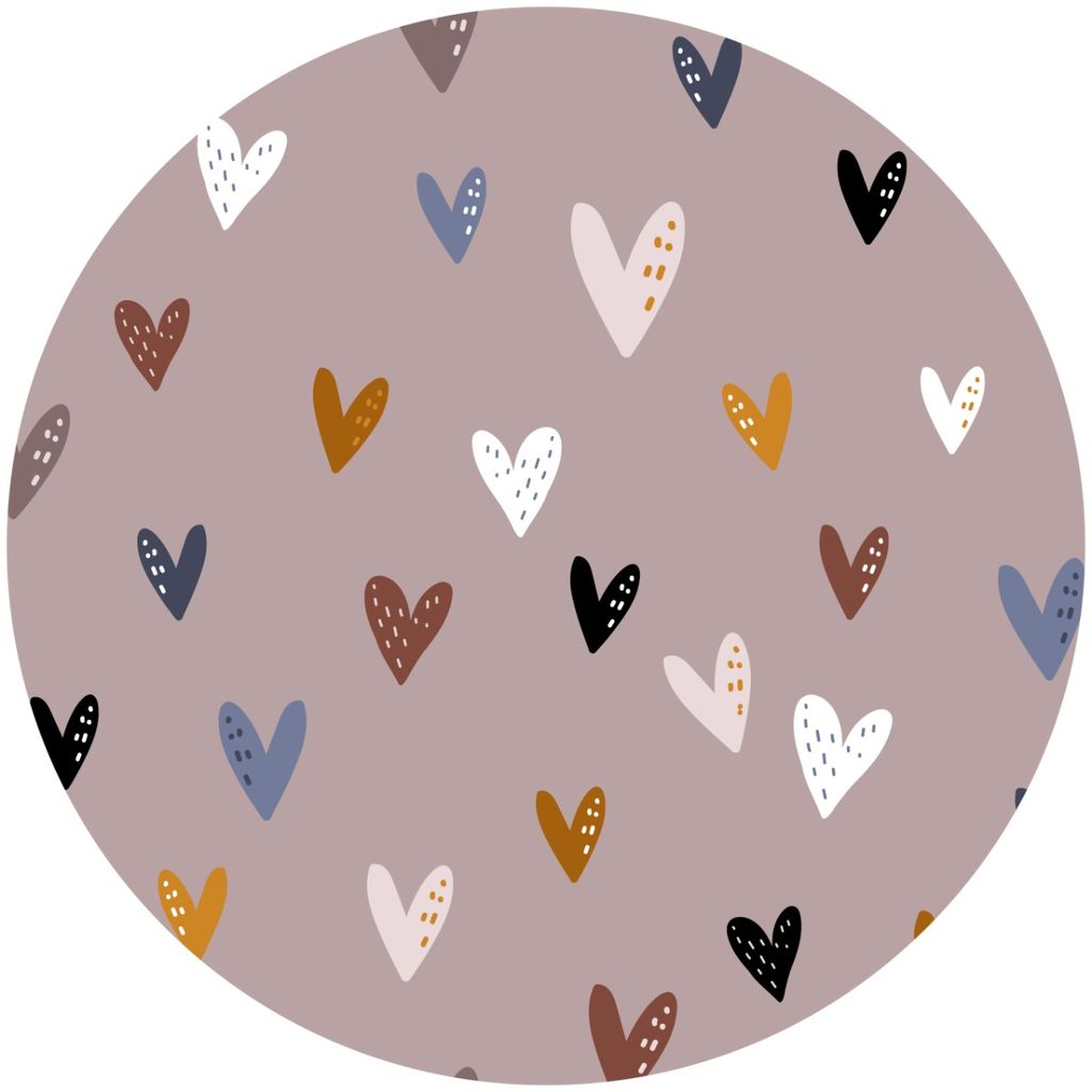 Sticker KREIS für Mädchen Herzen skandinavischer Stil Wanddeko Wandtattoo Aufkleber Kindermotive 100 cm x 100 cm