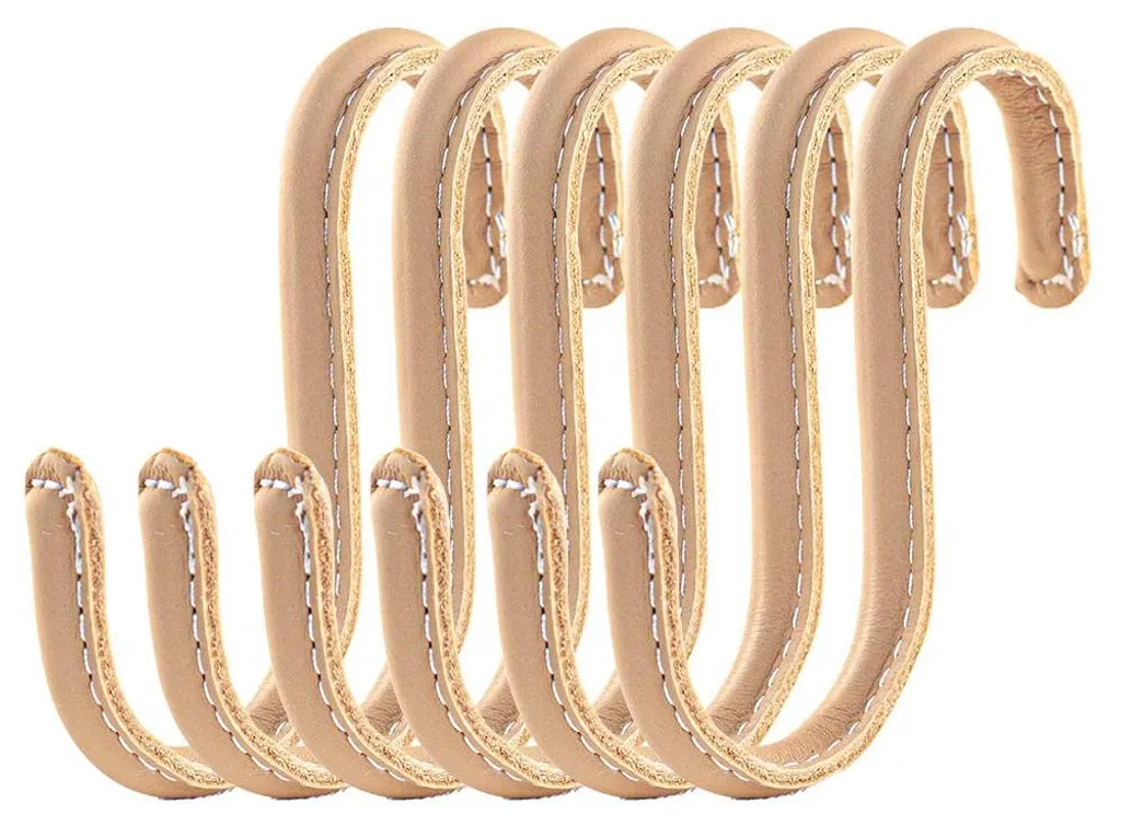 Crochets de Suspension Design en Cuir et Inox - Lot de 6 Pièces de 10 cm