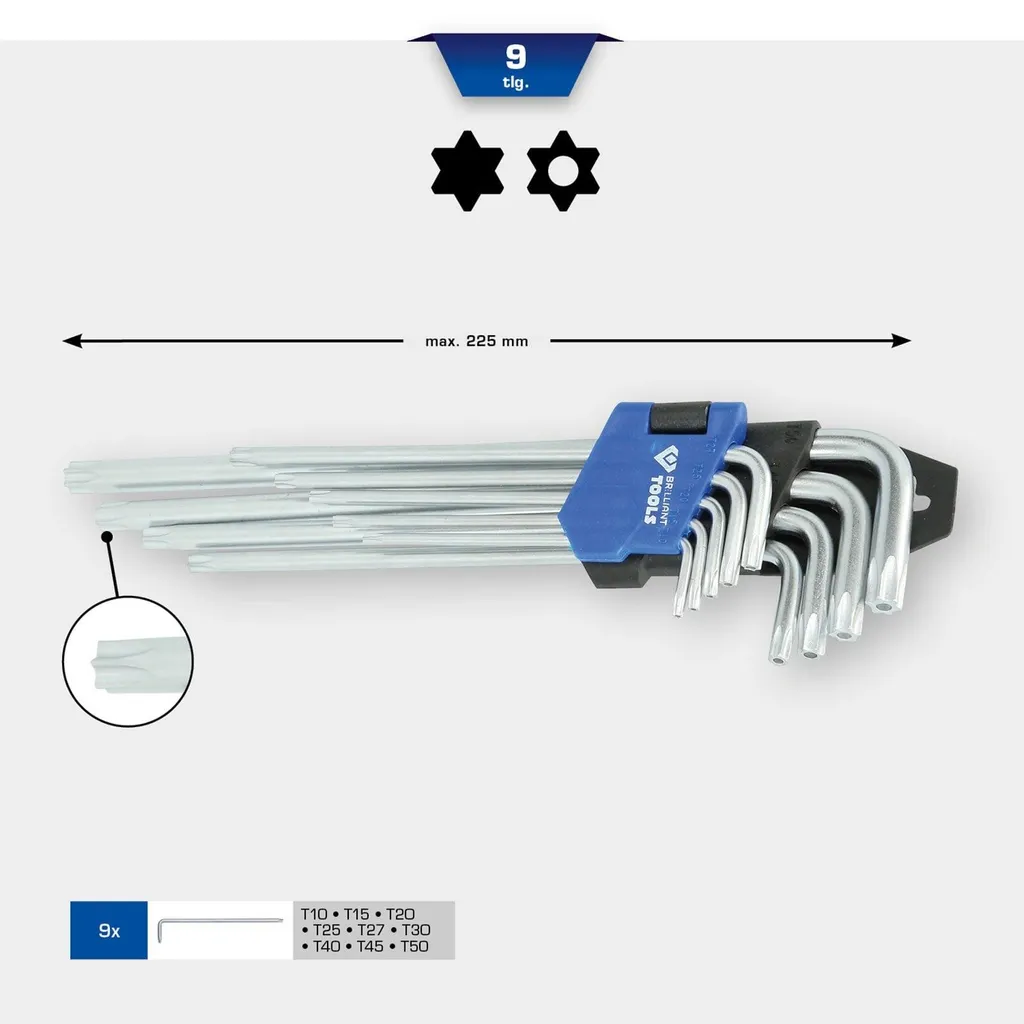 Débloquez vos vis Torx facilement avec le jeu de 9 clés BT044019